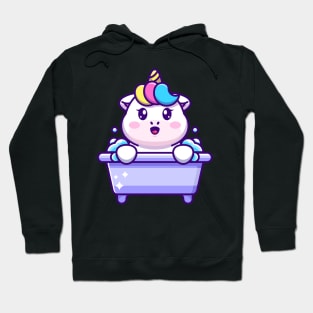 Cute unicorn in a bathtub cartoon character Hoodie